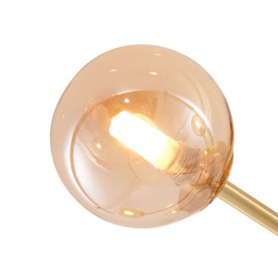 Plafonnier moderne en laiton avec verre ambré 6 lumières - Ryan