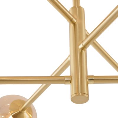 Plafonnier moderne en laiton avec verre ambré 6 lumières - Ryan
