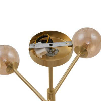 Plafonnier moderne en laiton avec verre ambré 6 lumières - Ryan