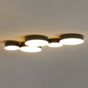 Plafonnier moderne noir 5 spots lumineux LED - Skavi