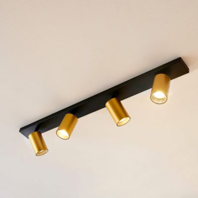 Plafonnier multi spots pivotants GU10 noir et doré - Lewis