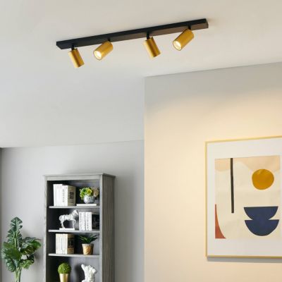 Plafonnier multi spots pivotants GU10 noir et doré - Lewis