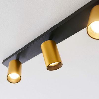 Plafonnier multi spots pivotants GU10 noir et doré - Lewis