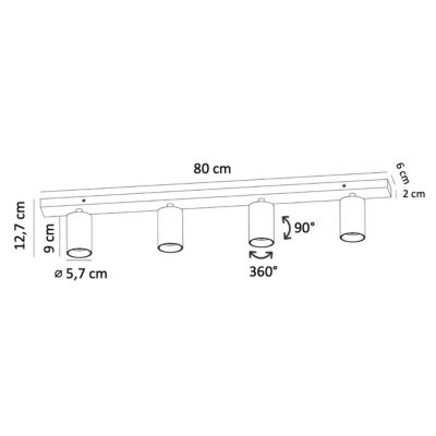 Plafonnier multi spots pivotants GU10 noir et doré - Lewis