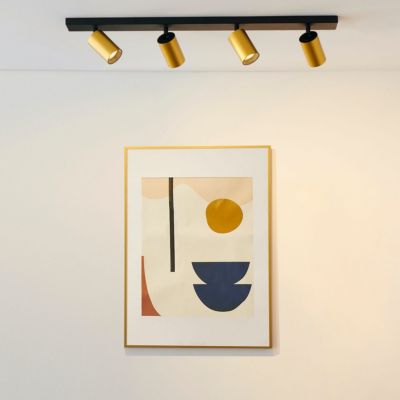 Plafonnier multi spots pivotants GU10 noir et doré - Lewis