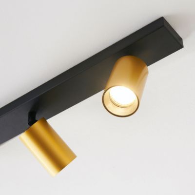 Plafonnier multi spots pivotants GU10 noir et doré - Lewis