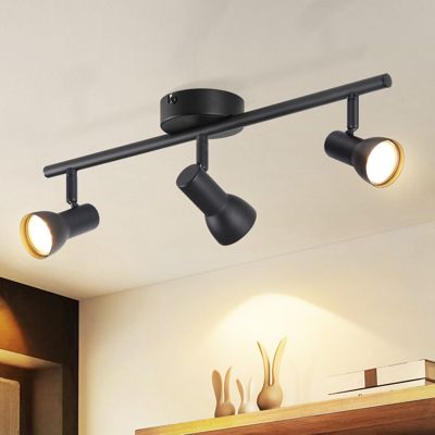 Plafonnier NETTLIFE à 3 lampes, design moderne, noir, métal, culot GU10