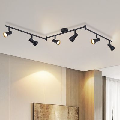 Plafonnier NETTLIFE 6 lampes GU10 noir en métal pour chambre et couloir