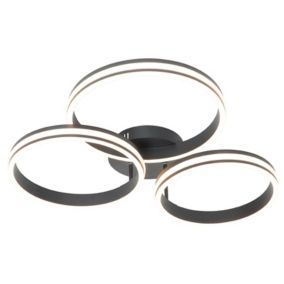 Plafonnier noir avec LED gradable en 3 étapes 3 lumières - Navara