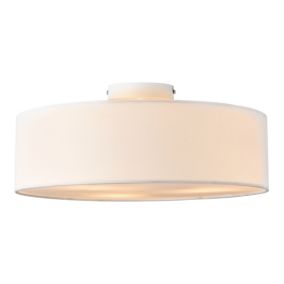 Plafonnier Omaha 3 x E27 Plastique Textile Organza Diamètre De 45 Cm Marron Blanc lux.pro