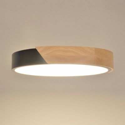 Plafonnier Otto LED intégrée IP20 2300lm 18W blanc chaud ∅30 x H.5cm Corep métal noir et bois