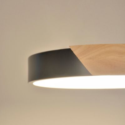 Plafonnier Otto LED intégrée IP20 2300lm 18W blanc chaud ∅30 x H.5cm Corep métal noir et bois