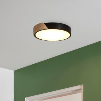 Plafonnier Otto LED intégrée IP20 2300lm 18W blanc chaud ∅30 x H.5cm Corep métal noir et bois