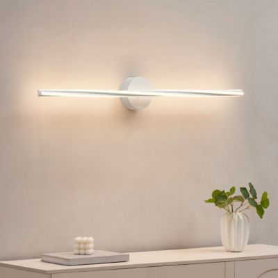 Plafonnier ou longue applique épurée blanche 100 cm intensité variable - Telvo