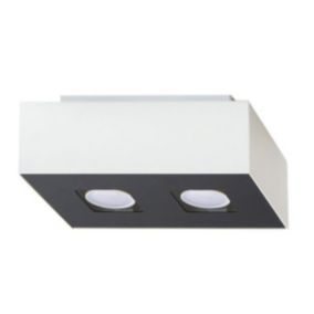 Plafonnier rectangle en métal blanc noir 24 x 11 cm