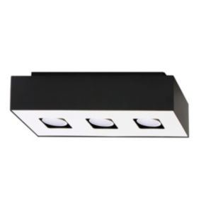 Plafonnier rectangle en métal noir blanc 34 x 11 cm