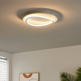 Plafonnier rond blanc boucle LED futuriste - Maori