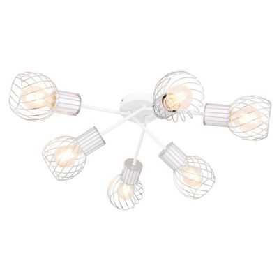 Plafonnier rond design Luise - 6 spots - Blanc et argent