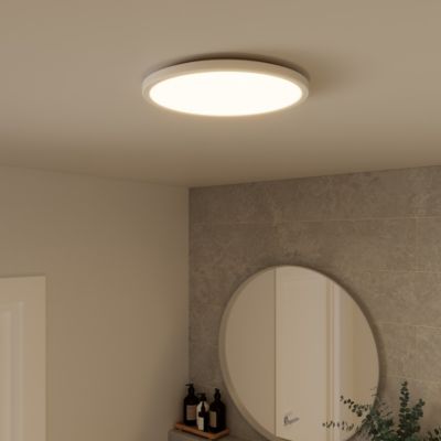 Plafonnier salle de bain blanc LED integrée Solidaster blanc chaud, neutre Ø.29,4cm IP44 1600lm 14.5W GoodHome