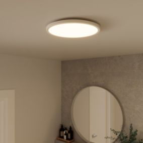 Plafonnier salle de bain blanc LED integrée Solidaster blanc chaud, neutre Ø.29,4cm IP44 1600lm 14.5W GoodHome