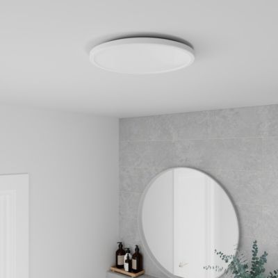 Plafonnier salle de bain blanc LED integrée Solidaster blanc chaud, neutre Ø.29,4cm IP44 1600lm 14.5W GoodHome