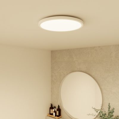 Plafonnier salle de bain blanc LED integrée Solidaster blanc chaud, neutre Ø.29,4cm IP44 1600lm 14.5W GoodHome