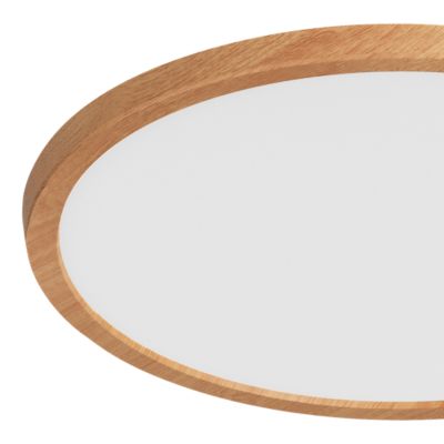 Plafonnier salle de bain effet bois LED integrée Solidaster blanc chaud, neutre Ø.29,4cm IP44 1600lm 14.5W GoodHome