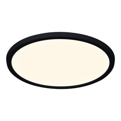 Plafonnier salle de bain noir LED integrée Solidaster blanc chaud, neutre Ø.29,4cm IP44 1600lm 14.5W GoodHome