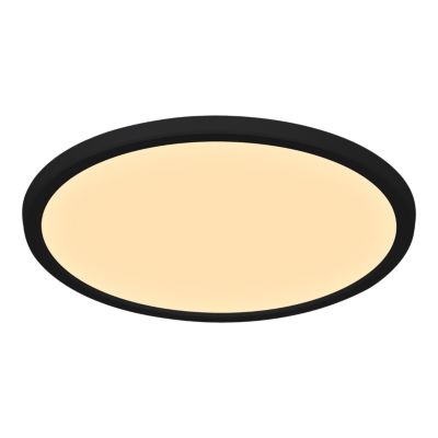 Plafonnier salle de bain noir LED integrée Solidaster blanc chaud, neutre Ø.29,4cm IP44 1600lm 14.5W GoodHome