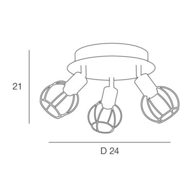 Plafonnier spot 3 lumières E14 40W Corep Owen H.21 x Ø24 cm