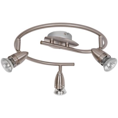 Plafonnier spot 3 lumières GU10 7W GoodHome Aspis nickel satiné H.16 x Ø32 cm