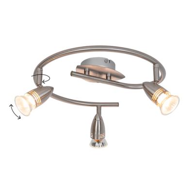 Plafonnier spot 3 lumières GU10 7W GoodHome Aspis nickel satiné H.16 x Ø32 cm