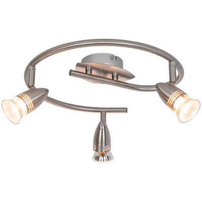 Plafonnier spot 3 lumières GU10 7W GoodHome Aspis nickel satiné H.16 x Ø32 cm