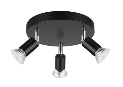 Plafonnier spot 3 lumières GU10 7W Sasha noir H.10.5 x Ø20 cm