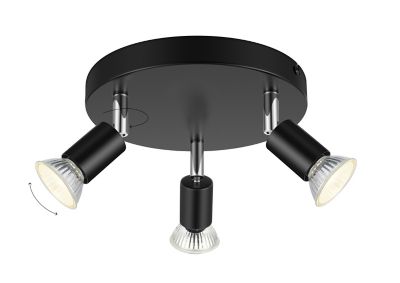 Plafonnier spot 3 lumières GU10 7W Sasha noir H.10.5 x Ø20 cm