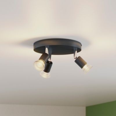Plafonnier spot 3 lumières GU10 7W Sasha noir H.10.5 x Ø20 cm