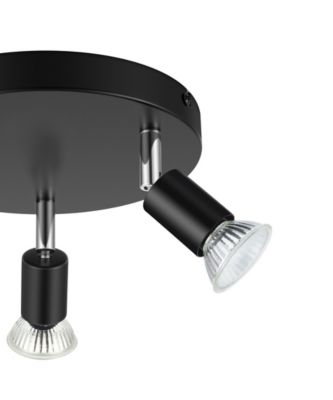 Plafonnier spot 3 lumières GU10 7W Sasha noir H.10.5 x Ø20 cm