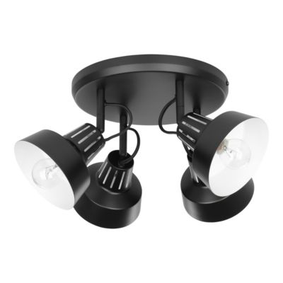 Plafonnier spot 4 lumières E14 10W GoodHome Yarra noir mat H.22.4 cm