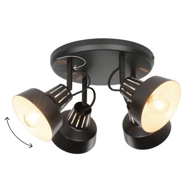 Plafonnier spot 4 lumières E14 10W GoodHome Yarra noir mat H.22.4 cm