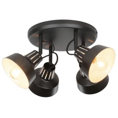 Plafonnier spot 4 lumières E14 10W GoodHome Yarra noir mat H.22.4 cm