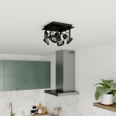 Plafonnier 4 spots long noir et bronze LED 4x GU10 | Myplanetled