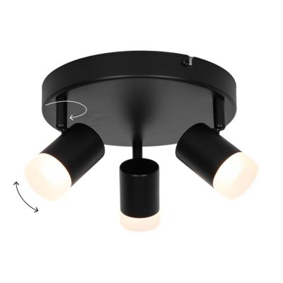 Plafonnier spot LED intégrée 3 lumières 350 lm 9.5 W blanc chaud GoodHome Maupin noir mat H.14 x Ø23 cm