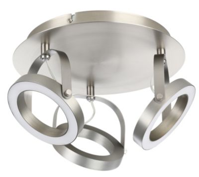 Plafonnier spot LED intégrée dimmable 400lm 18W blanc chaud GoodHome Taphao nickel satiné H.17 x Ø32 cm