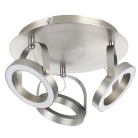 Plafonnier spot LED intégrée dimmable Intégrée 400 lm 18 W blanc chaud GoodHome Taphao nickel satiné H.17 x Ø32 cm