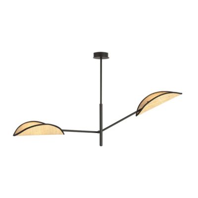 Plafonnier VENE 2 BLACK/RATTAN, Emibig Lighting, Fabriqué en EU