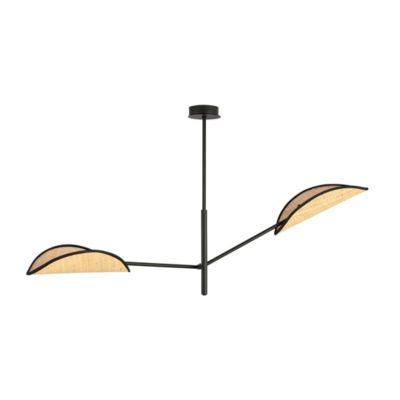 Plafonnier VENE 2 BLACK/RATTAN, Emibig Lighting, Fabriqué en EU