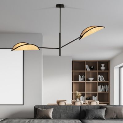 Plafonnier VENE 2 BLACK/RATTAN, Emibig Lighting, Fabriqué en EU