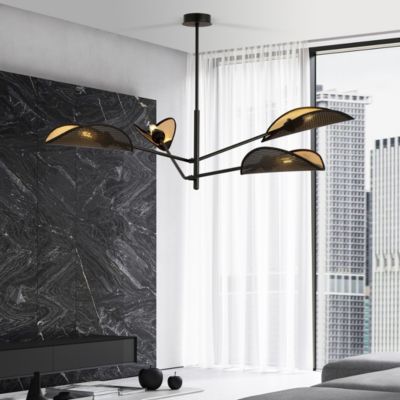 Plafonnier VENE 4 BLACK/GOLD, Emibig Lighting, Fabriqué en EU