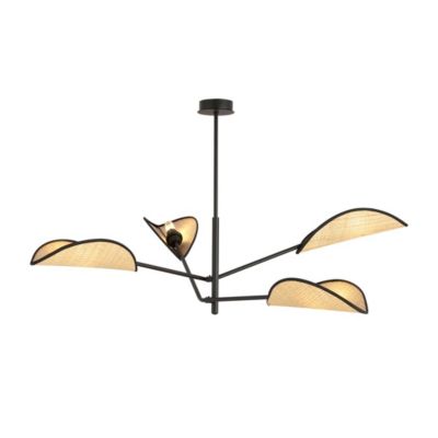 Plafonnier VENE 4 BLACK/RATTAN, Emibig Lighting, Fabriqué en EU