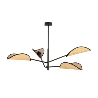 Plafonnier VENE 4 BLACK/RATTAN, Emibig Lighting, Fabriqué en EU